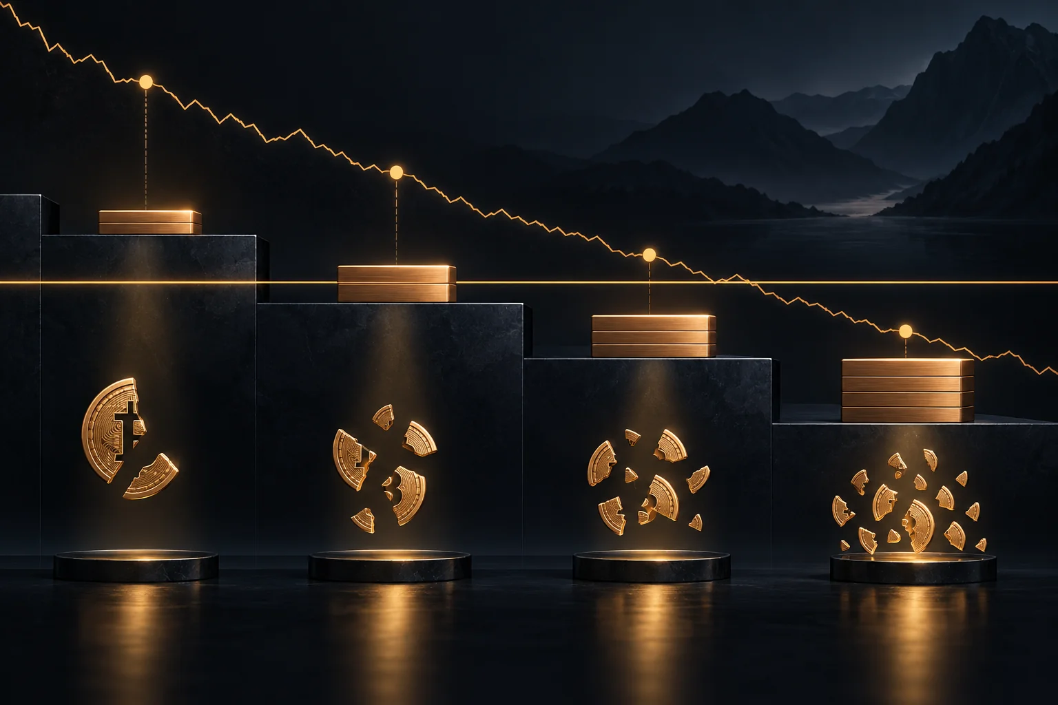 Precio medio de Bitcoin al comprar en cuatro niveles descendentes